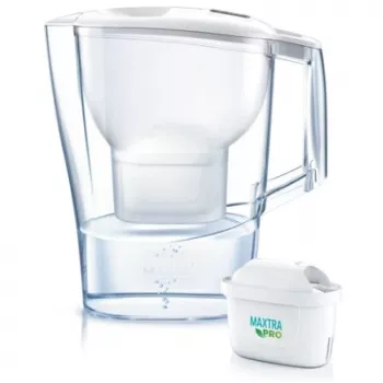 Wasserfilterkanne BRITA Aluna Transparent Weiß — 2,4 l Gesamt / 1,4 l gefiltert, MAXTRA, spülmaschinenfest