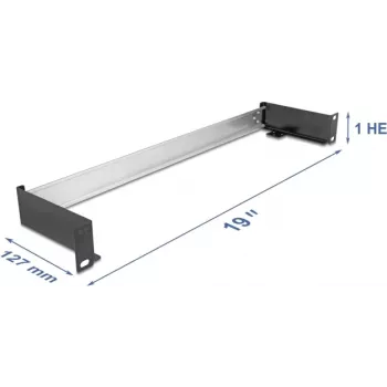 19-Zoll-Hutschienenpanel DELOCK 67283 — horizontale/vertikale Montage für DIN-Schienensysteme