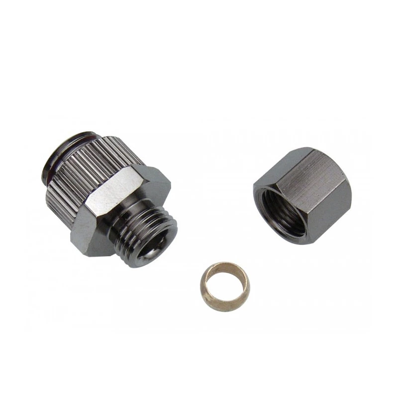 Klemmringverschraubung für Kupferrohre, Koolance NZL-CU06 – für 6 mm Außendurchmesser-Rohre auf G 1/4 Zoll BSPP, silber