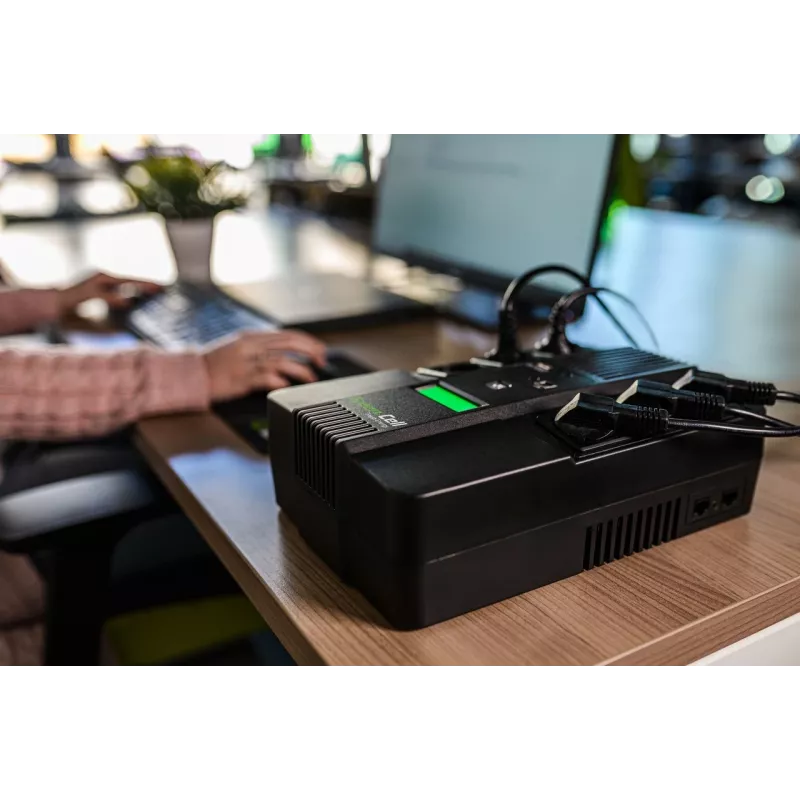 Unterbrechungsfreie Stromversorgung Grün Cell UPS06, Line-Interactive 600 VA (360 W), 6 AC-Ausgänge, LCD, USB, RJ-45, 12 V 7 Ah Batterie