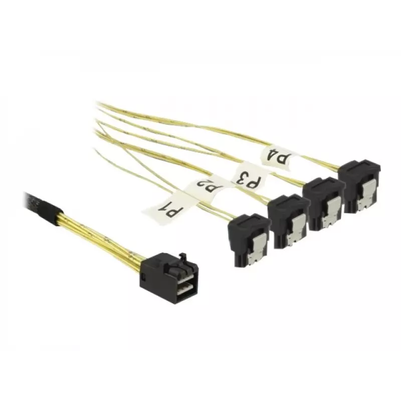 SCSI-Kabel DeLOCK 85685 Schwarz Gelb 1 m 1 x Mini SAS HD SFF-8643 4 x SATA 7 Pin