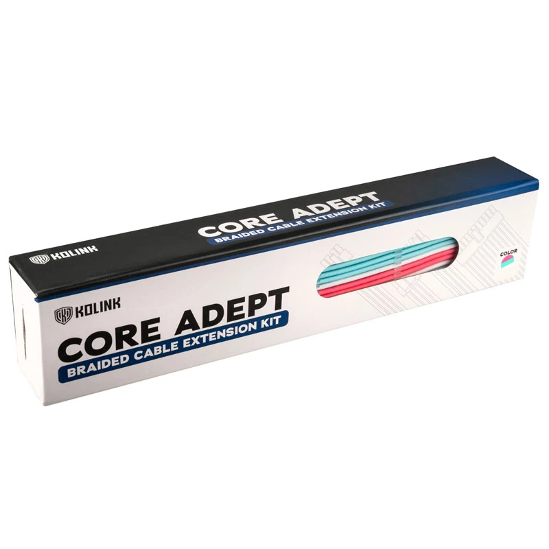 PC-Netzteil Gesleevte Kabelverlängerung Kit Kolink Core Adept – 6-teiliges Set, PET-Mantel, Kupferleiter, 20+4-Pin/8-Pin/4+4-Pin/3×6+2-Pin, 0,30–0,35 m