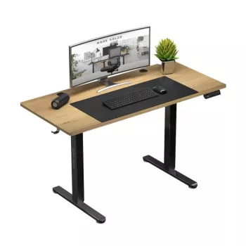 Höhenverstellbarer Schreibtisch Mark Adler Leader 7.0 – elektrische Höhenverstellung, 1200×600 mm, 72–118 cm, max. Belastung 80 kg, schwarzer Metallrahmen, Spanplatten-Tischplatte