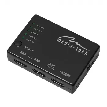HDMI-Umschalter MEDIA-TECH MT5207, 5x HDMI-Eingänge, 1x HDMI-Ausgang, schwarz