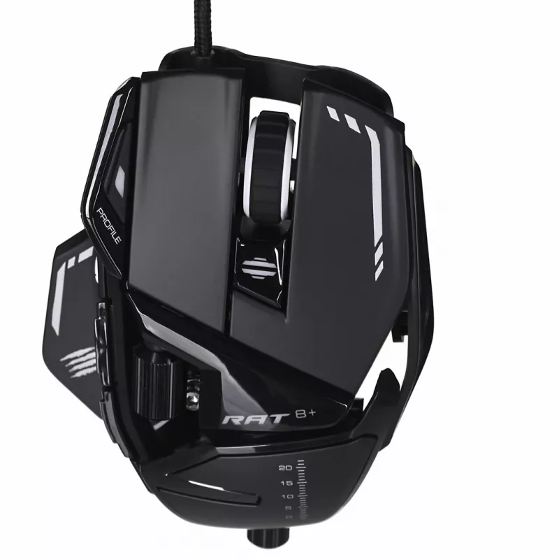 Gaming-Maus MadCatz R.A.T. 8+ — Rechtshänder, optisch, 16000 DPI, 11 Tasten, USB Typ-A, 145 g