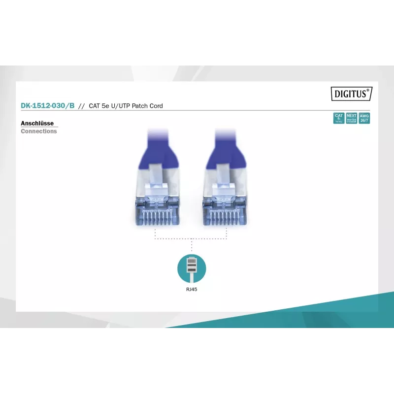 Patchkabel U/UTP Kat.5e PVC 3m blau