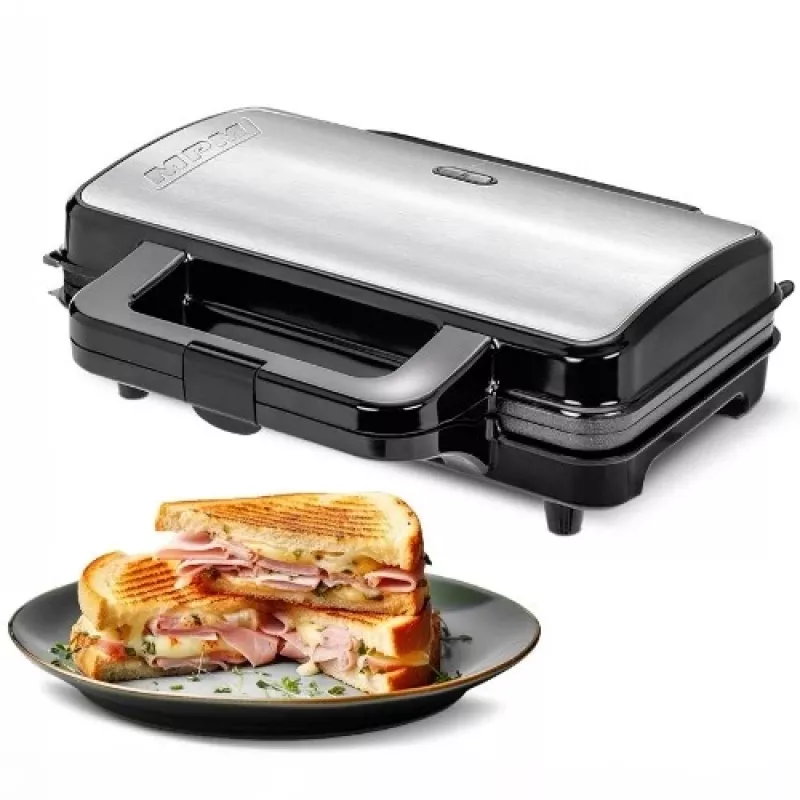 Sandwichtoaster MPM MOP-20M — 2 Scheiben, 900 W, antihaftbeschichtete Platten, kühl bleibender Griff