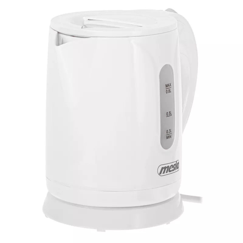 Mesko Wasserkocher | MS 1376 | Elektrisch | 850 W | 0,8 L | Kunststoff | 360°-Drehsockel | Weiß