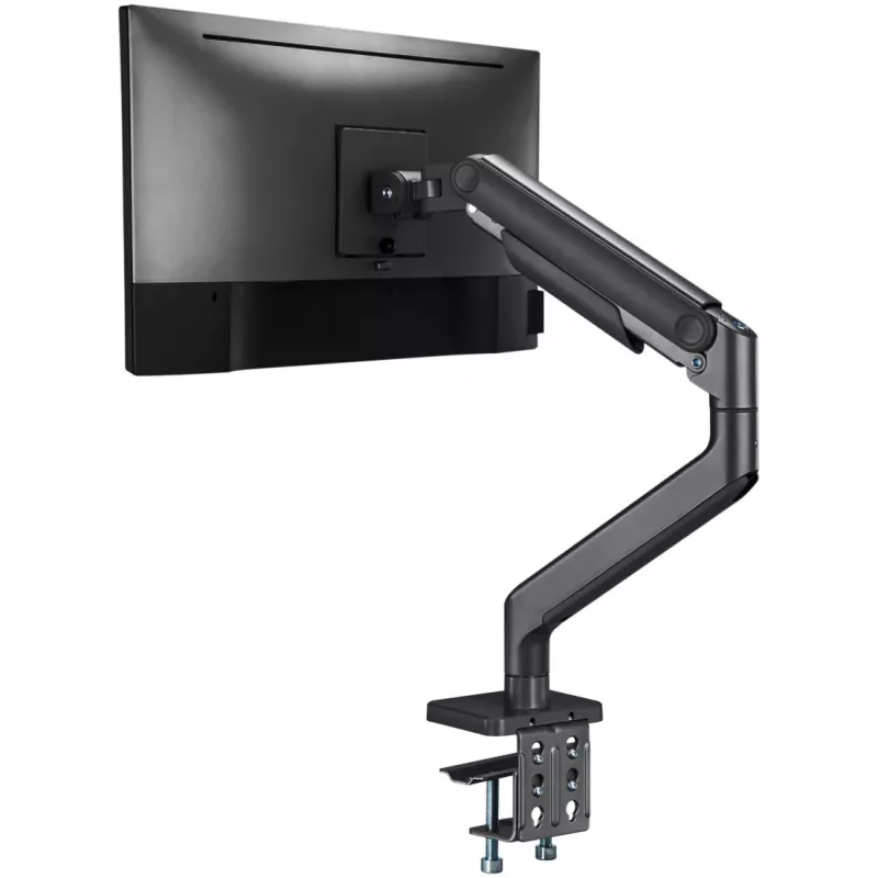 Monitorhalterung DIGITUS Single, Klemme, für bis zu 49 Zoll (124,5 cm), 20 kg, VESA 75x75–100x100, neigbar -20° bis 50°, höhenverstellbar, schwarz