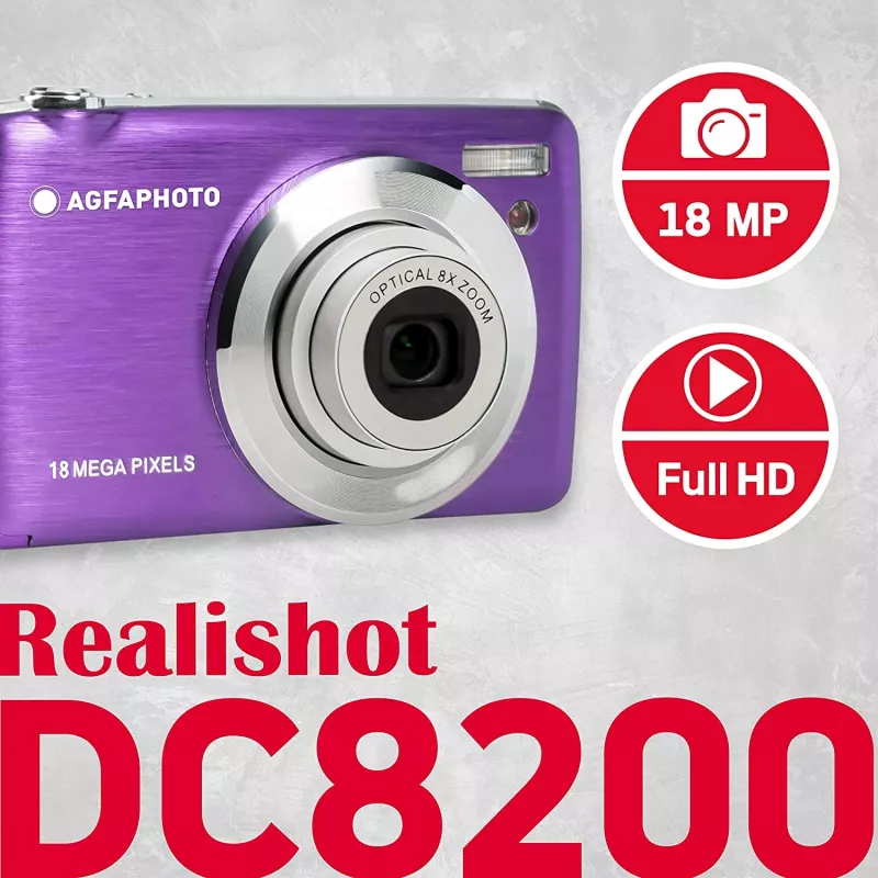 Agfa Photo DC8200 Lila + Tasche + SD-Karte 16 GB