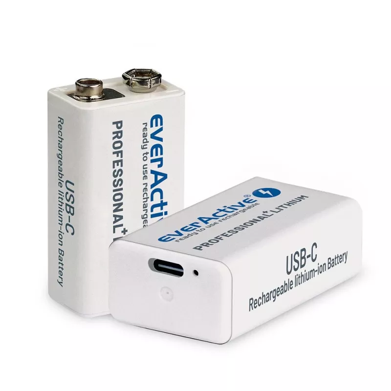 Rechargeable battery everActive 6F22/9V Li-ion 550 mAh with USB TYPE C