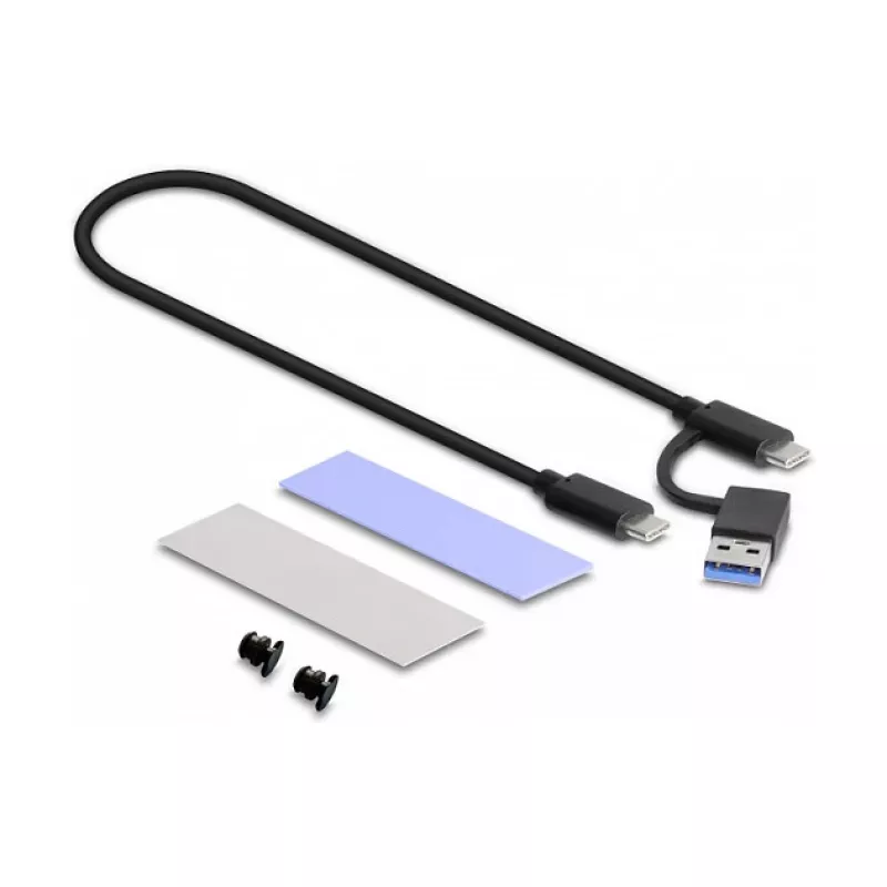 SSD-Gehäuse DeLOCK Externes USB Type-C Combo-Gehäuse für M.2 NVMe PCIe oder SATA SSD werkzeugfrei