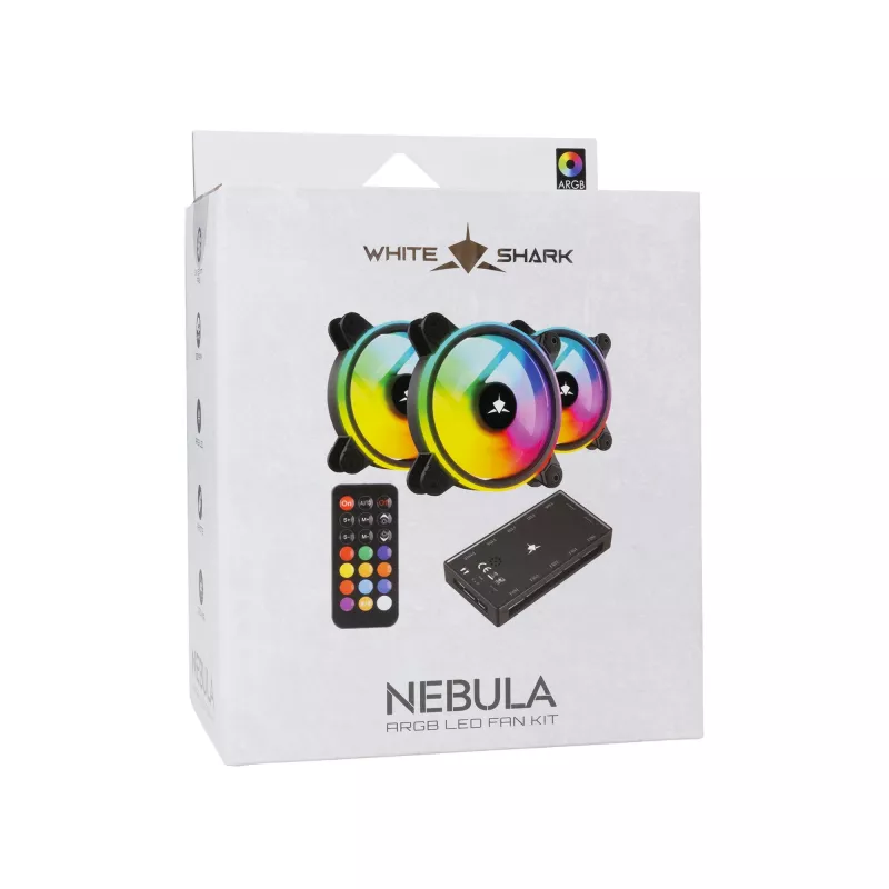 Gehäuselüfter-Kit White Shark Nebula-2 Schwarz – ARGB 120-mm-Lüfter (Kit)