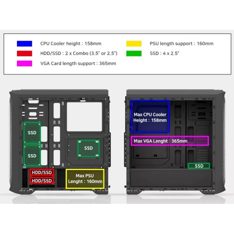 Computer Case Zalman N5 TF ATX schwarz