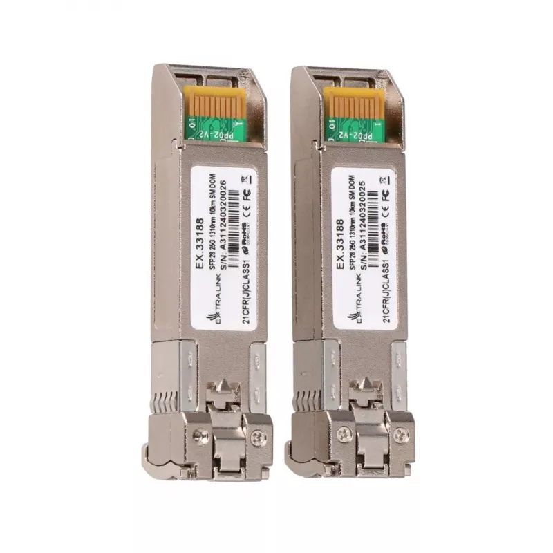 Extralink SFP28 25G 2-Pack | SFP28-Modul | 25Gbit/s, LC/UPC Duplex, 1310nm, 10km, Singlemode, DOM Netzwerk-Transceiver-Modul