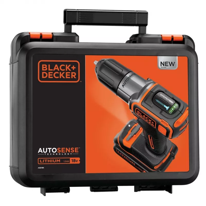 Bohrmaschine Schwarz & Decker ASD18K-QW, Schlüssellos, 1,5 Ah, Schwarz/Orange