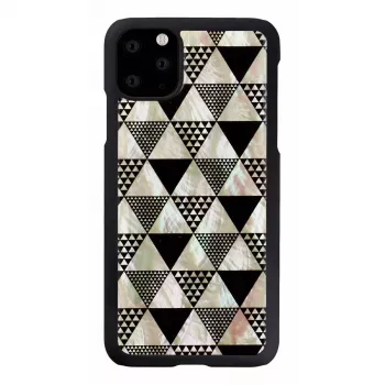 Smartphone-Hülle iKins für iPhone 11 Pro Max, schwarzes Pyramiden-Design, schützende Hartschale