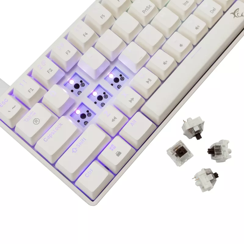 Mechanische Tastatur White Shark Shinobi-2 Brown Switch US-Layout — kompaktes Design, Brown-Switches