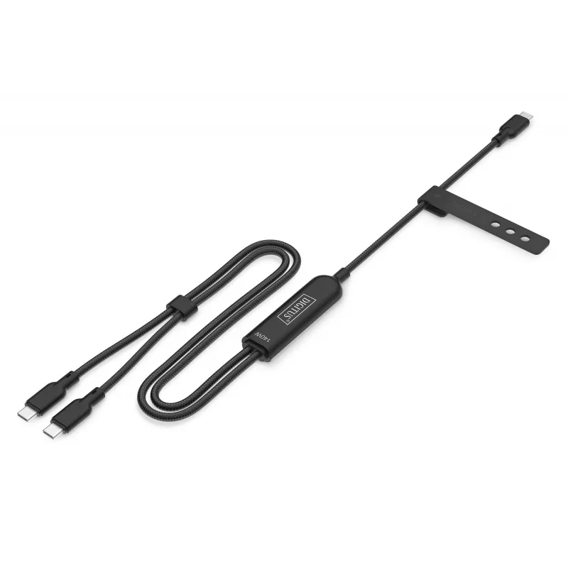 DIGITUS USB-C 2in1 Ladekabel 140W, USB-C auf 2×USB-C, 1,8 m, USB 2.0, schwarz