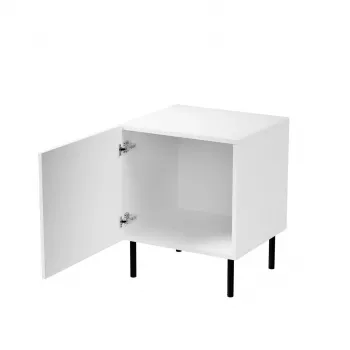 Nachttisch Cama Meble JUNGLE 53,5×40,5×44 cm weiß matt, MDF & Spanplatte, schwarze Beine, 2er-Set