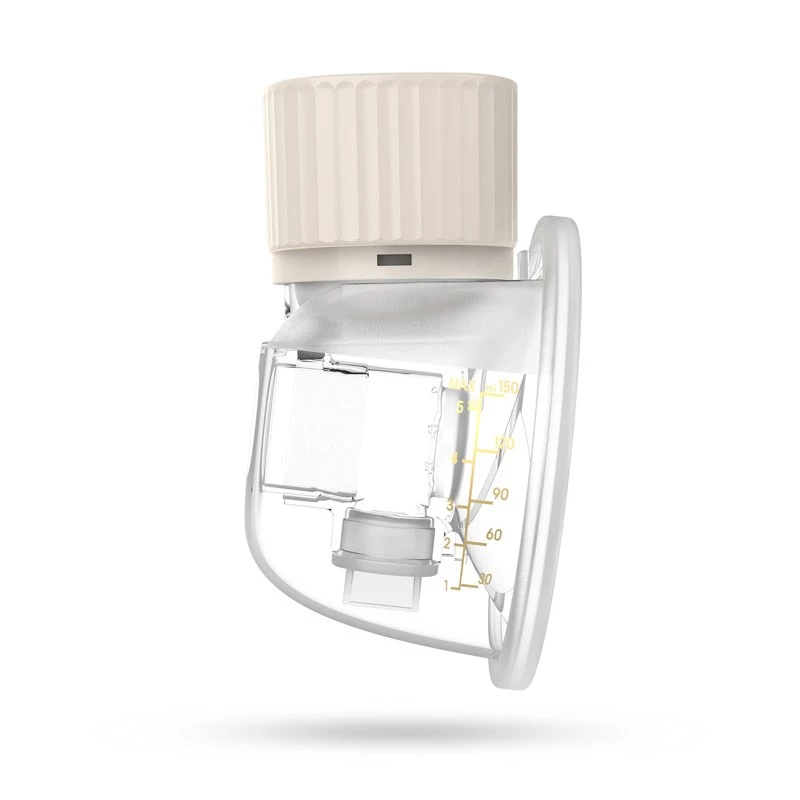 Elektronische kabellose Milchpumpe neno VENTO Three-Phase, wiederaufladbar, tragbar, LCD-Anzeige, 150 ml Flasche, BPA-frei, beige