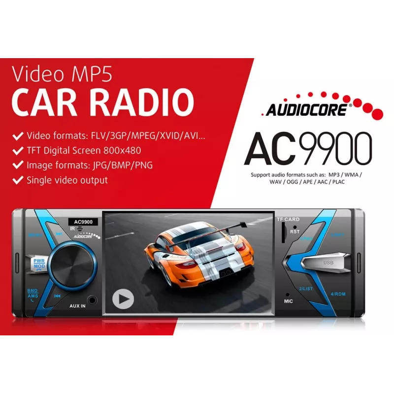 Audiocore AC9900 MP5 AVI DivX Bluetooth-Freisprecheinrichtung-Headunit + Fernbedienung