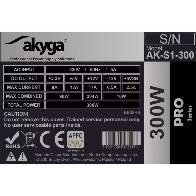 Netzteil Akyga AK-S1-300 300 W