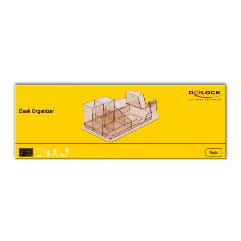 Schreibtisch-Organizer DeLOCK 18341 Transparent Braun Kunststoff 145x250x85mm