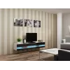 TV-Ständer Cama Meble VIGO NEW 30/180/40, weiße Oberplatte, schwarzer Hochglanzrahmen, 1800×400×300 mm