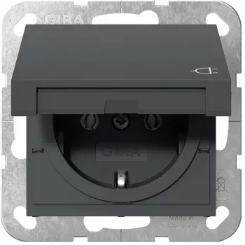 gira SCHUKO-Steckdoseneinsatz System 55 Anthrazit 445428