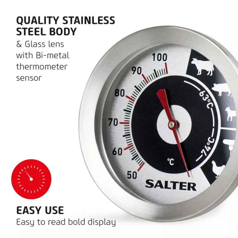 Analoges Fleischthermometer Salter 512 SSCR Edelstahl – analoge Sonde für Backofen und Grill
