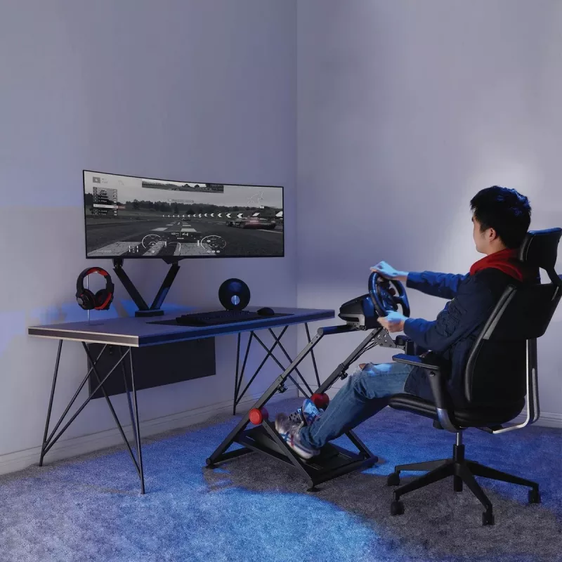 NanoRS RS155 Faltbarer Stahl-Gaming-Lenkradständer Pedale Halterung verstellbar rutschfest