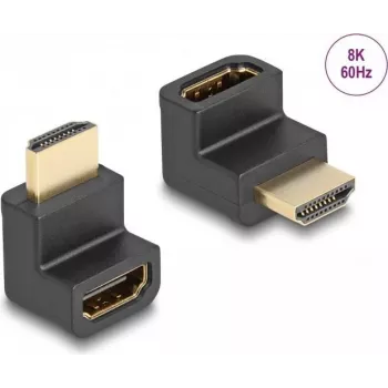 DeLOCK High Speed HDMI Adapter Stecker auf Buchse gewinkelt 8K 60 Hz schwarz