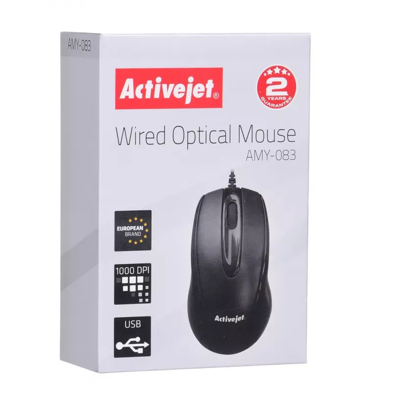 Activejet AMY-083 Maus kabelgebunden USB (optisch; 1000 DPI; schwarz)