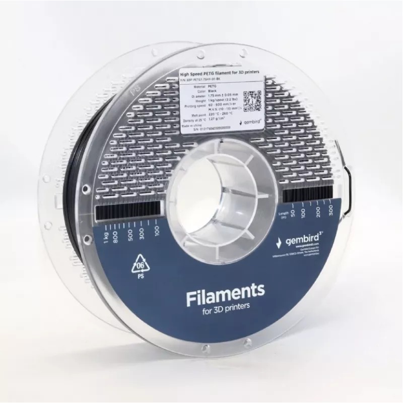 3D-Druckfilament Gembird PETG 1,75 mm Schwarz 1 kg
