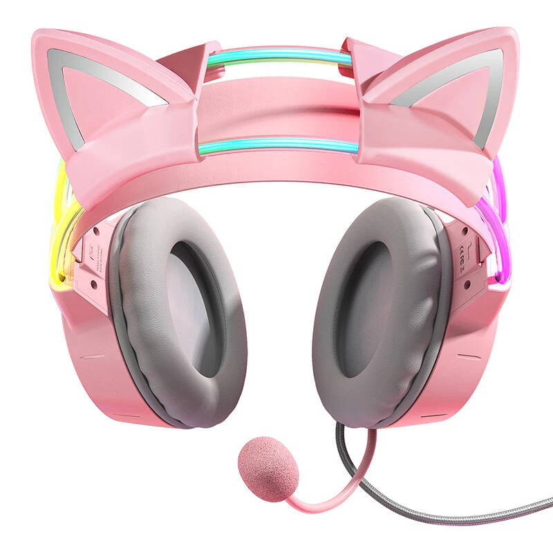 Headphones Onikuma X15Pro Gaming Headphones Pink Cat Ears