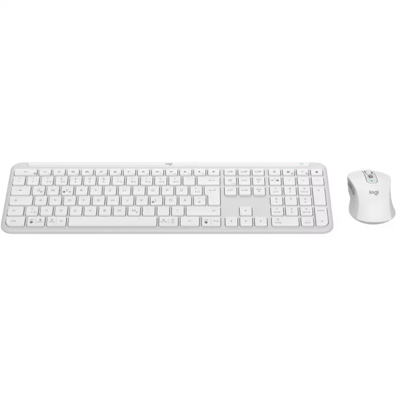 Logitech MK950 Signature Slim Tastatur Maus inklusive Office RF Wireless + Bluetooth QWERTZ Deutsch Graphite Weiß