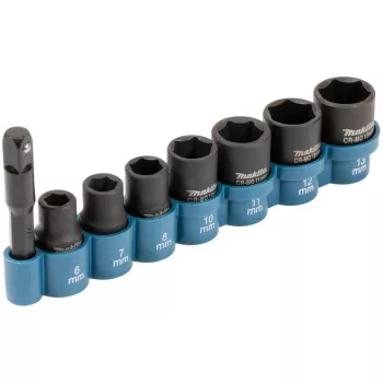 Makita E-12289 Schlagschrauber-Steckschlüssel- und Adapterset, 8-teilig