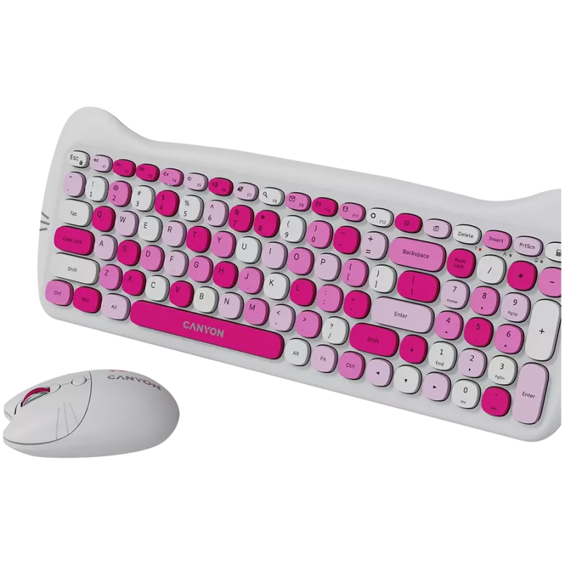 Kabelloses Tastatur- und Maus-Set CANYON HSET-W6 Pink Kitty Edition
