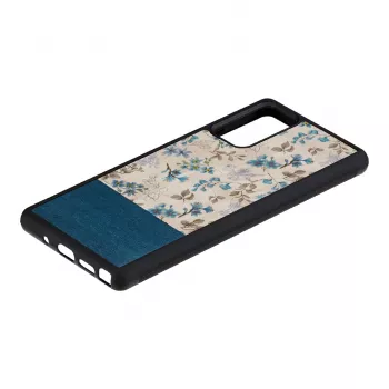 Handyhülle Man and Wood Galaxy Note 20 — blaue Blume auf Schwarz