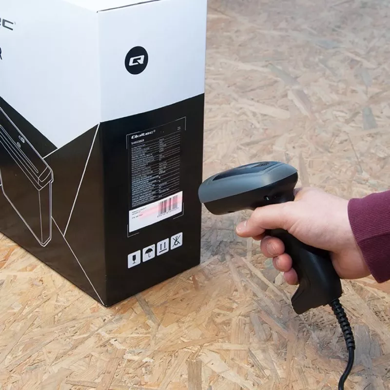 Hand-Barcodeleser QOLTEC 50863 — 1D/2D-Scanner, USB kabelgebunden, LED-Sensor, Schwarz, 5V, 1,8 m Kabel