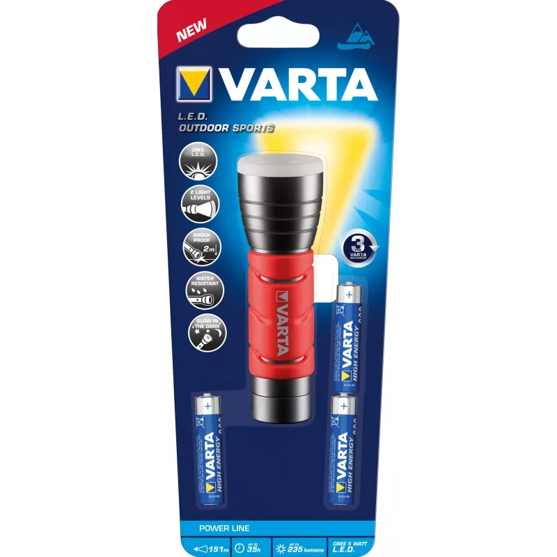 Varta 17627101421 - Taschenlampe - Schwarz - Rot - Aluminium - IPX4 - LED - 1 Lampe