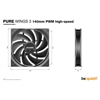 be quiet Pure Wings 3 140mm PWM Hochgeschwindigkeits-Gehäuselüfter für Computer 14 cm Schwarz 1 Stk.