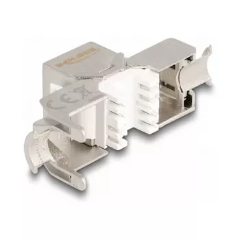 DeLOCK Keystone-Modul RJ45-Buchse auf LSA Cat.6A werkzeugfrei mit blauer Staubschutzkappe