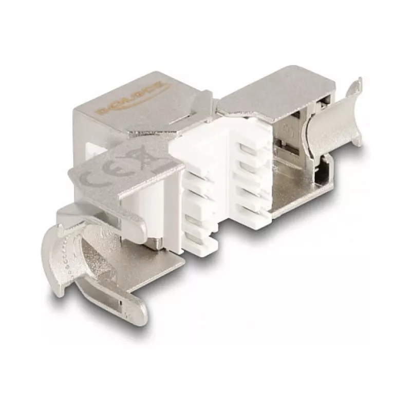 DeLOCK Keystone-Modul RJ45-Buchse auf LSA Cat.6A werkzeugfrei mit blauer Staubschutzkappe
