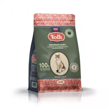 FOLK Großpolnische Ente mit Äpfeln, Wachtel und Hering - Trockenfutter für Katzen - 1,6 kg