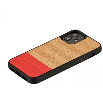 Schutz-Handyhülle Man and Wood für iPhone 12 mini – Fischgrätmuster azalea Schwarz