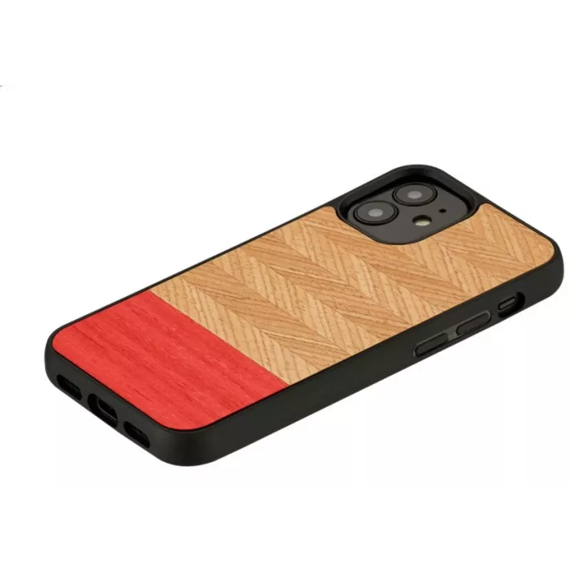 Schutz-Handyhülle Man and Wood für iPhone 12 mini – Fischgrätmuster azalea Schwarz