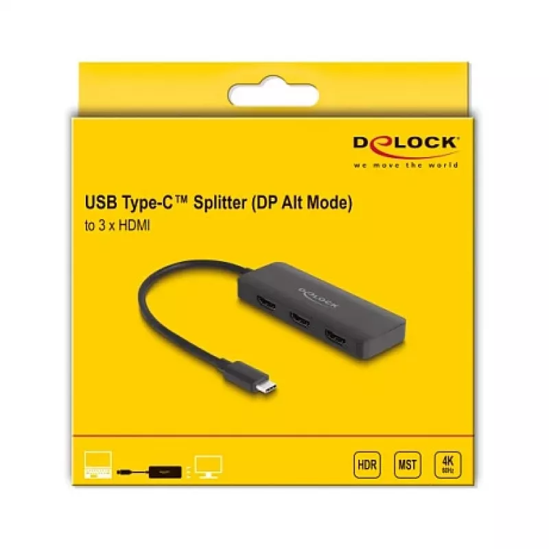 DeLOCK USB Type-C Splitter DP Alt Mode an 3 x HDMI MST 4K 60 Hz