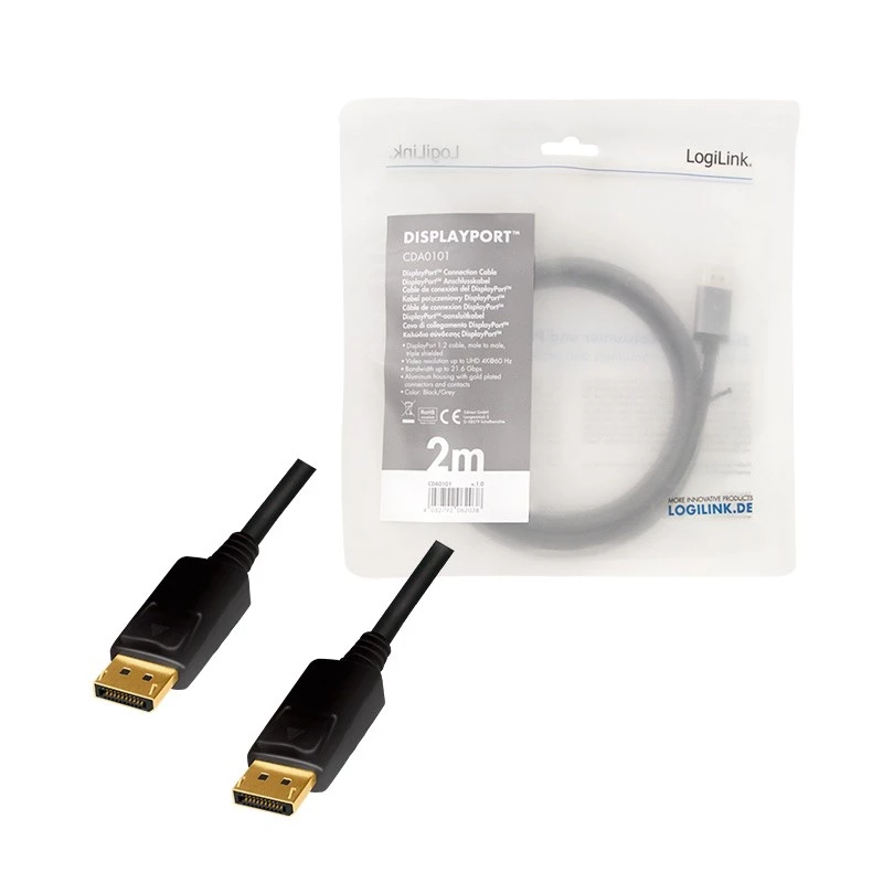 DisplayPort-Kabel LogiLink CDA0101 2 m schwarz grau